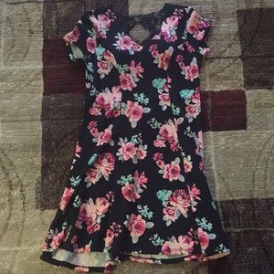 Pink roses,black lace in the back,built-in bra